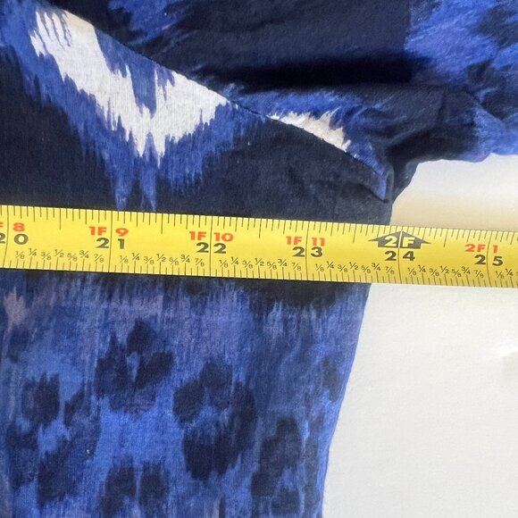 Chicos Sz XL / 3 Blue V Neck 3/4 Sleeve Tunic Top Boho Lightweight Cotton Mirror - Picture 5 of 7